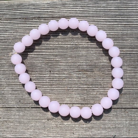 Wave of Life Jewelry - Sea Bead Bracelet in Pale Opaque Pink Stretch